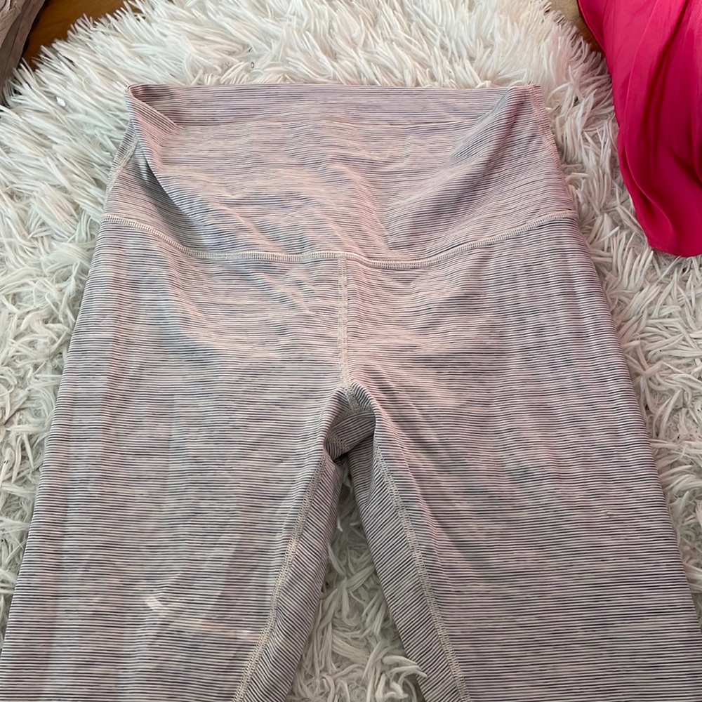 pink white and grey lulu leggings